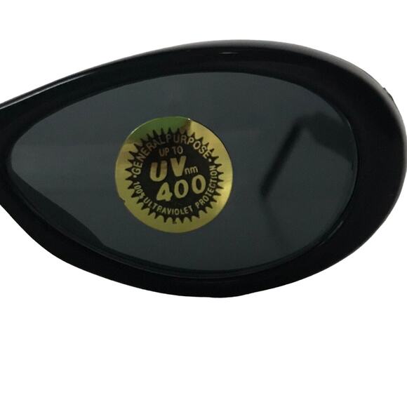 Deadstock 1990s Mod Black Oval Oversized Sunglasses Dark Lens - Picture 3 of 4